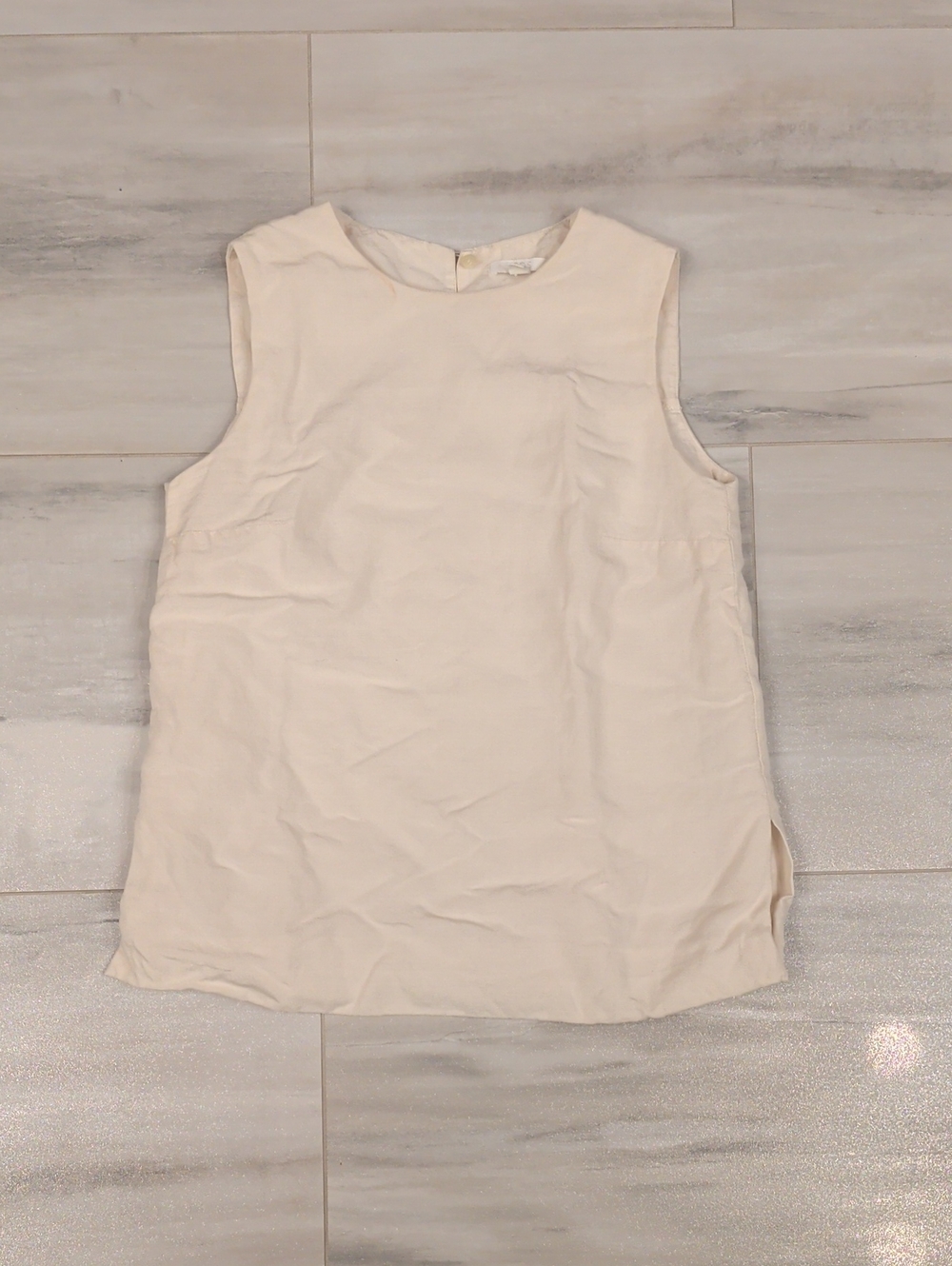 COS Cream Sleeveless Shell Top Linen Cotton Lyocell Blend Size 2